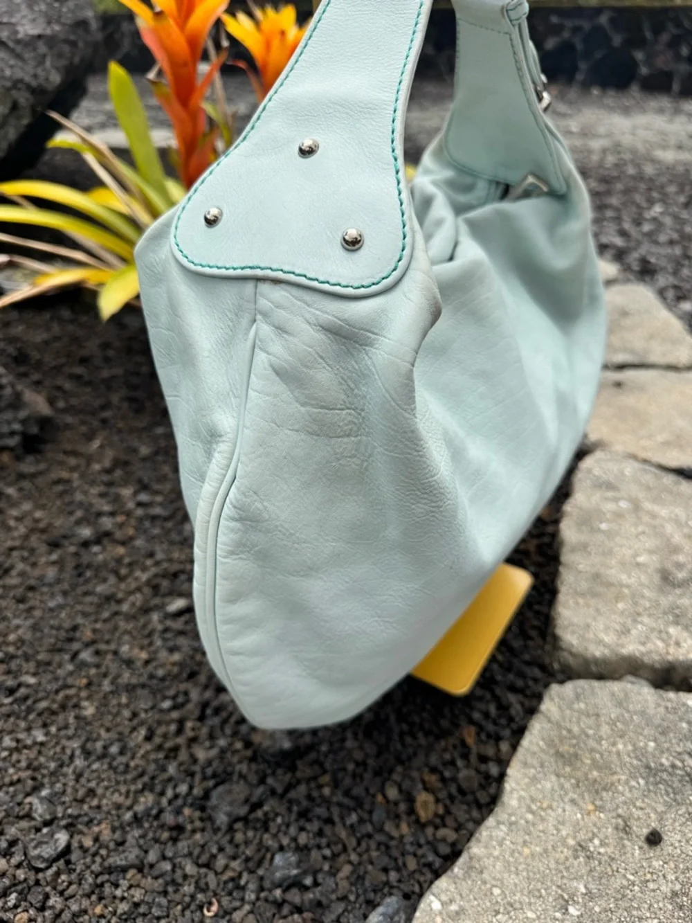 Marc Jacobs Light Mint Green Leather Hobo Bag Made in Italy Silver Hardware
